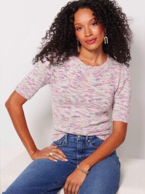 Evereve Mia Puff Sleeve Marled Sweater